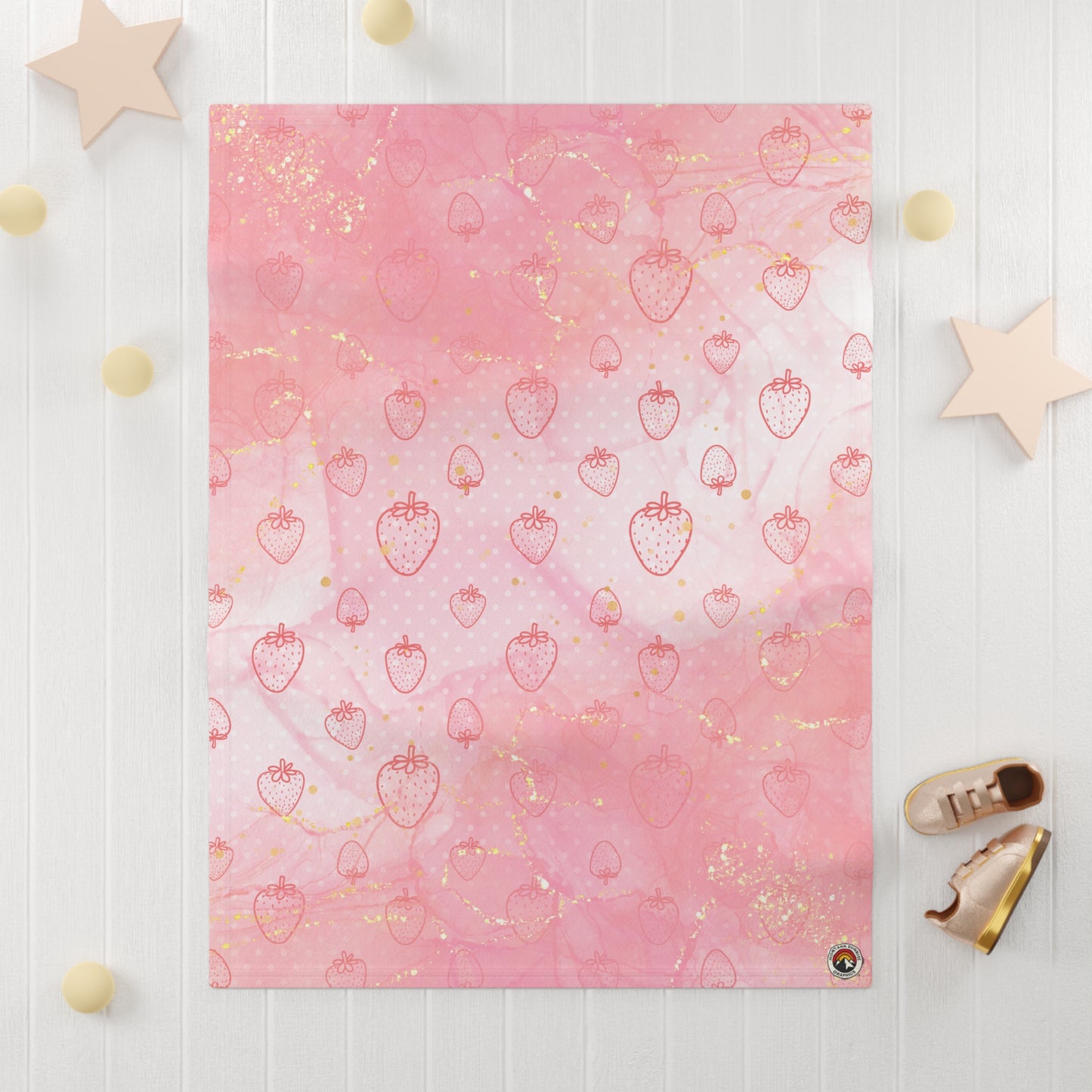 Fleece Baby Blanket-Strawberry Shimmer